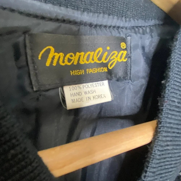 Vintage Monaliza Black Velvet Sequins Embellished Bomber Jacket XL Disco Rock - Picture 7 of 9